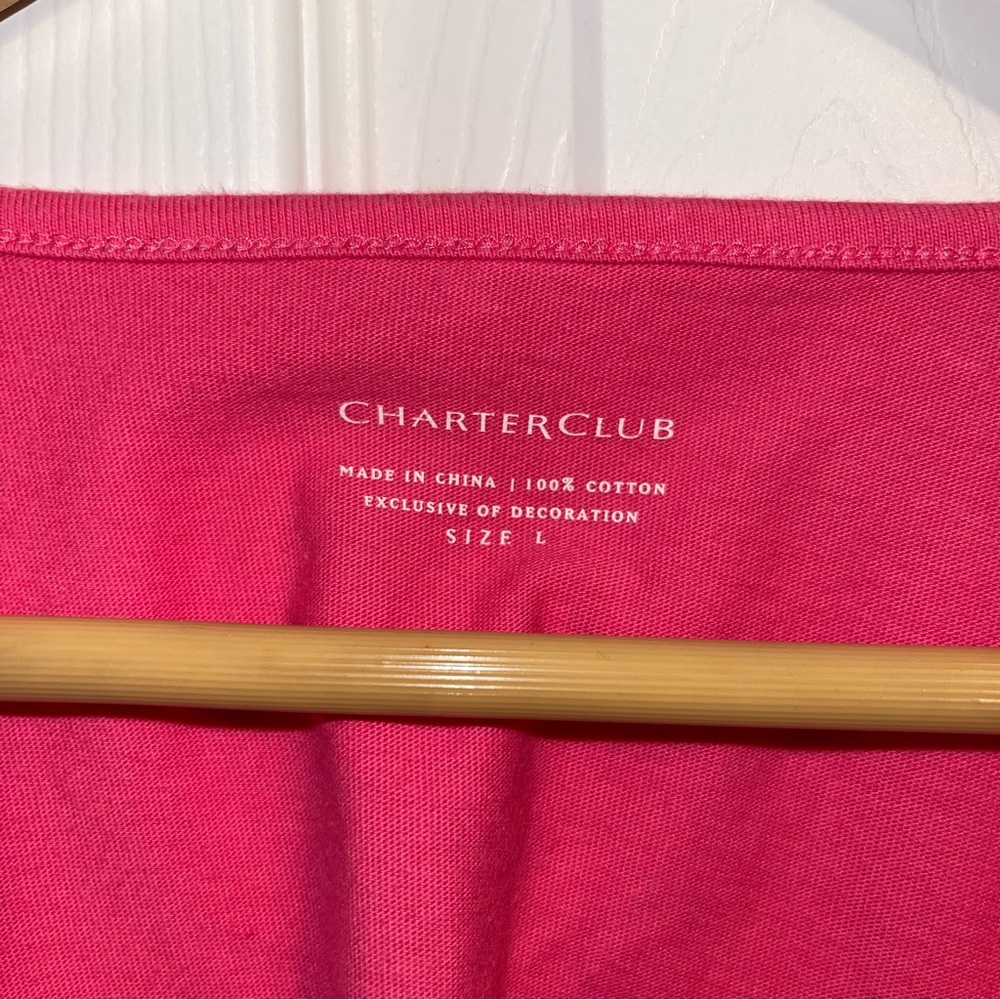 Charter Club Women’s Pink /white Top Size L - Picture 4 of 7